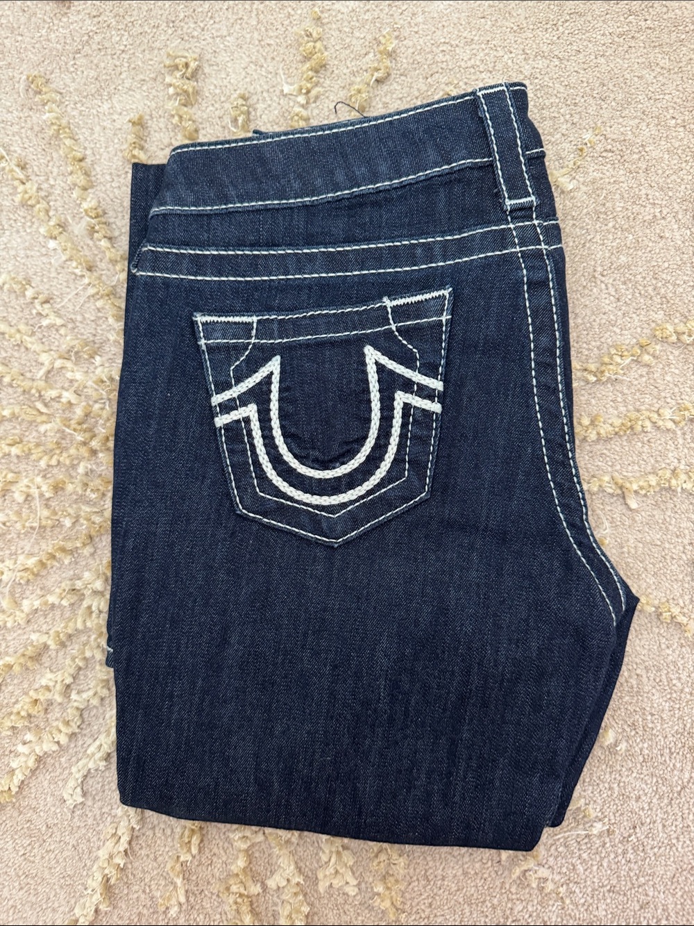 True Religion Skinny Jeans in Dark Blue with White Stitching